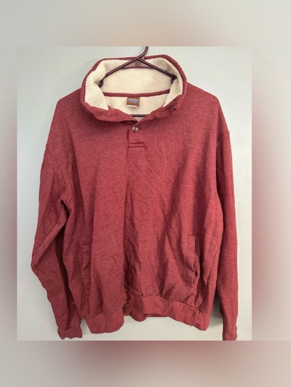 Maroon Pullover Sweatshirt W/ Button Collar Large